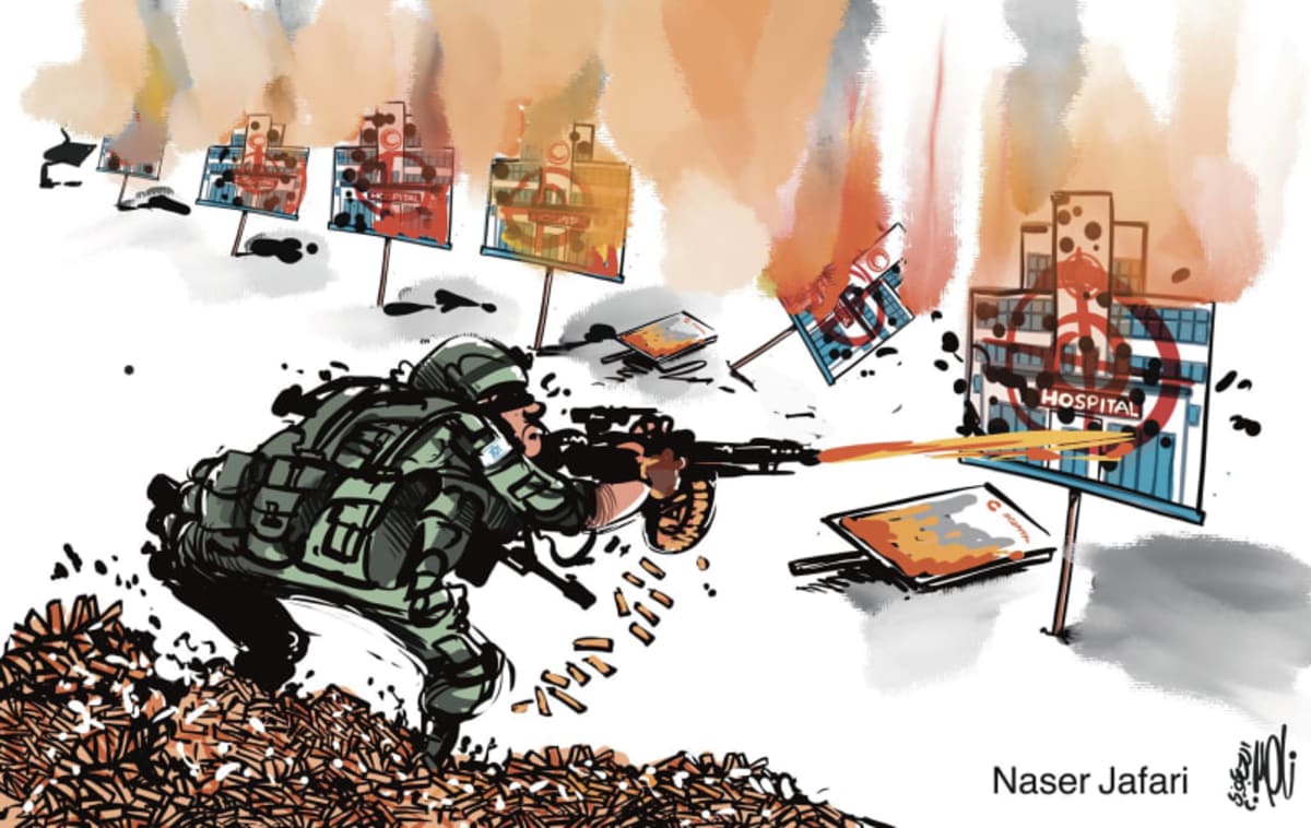 Hospitals in Gaza. By Naser Jafari Cartoons