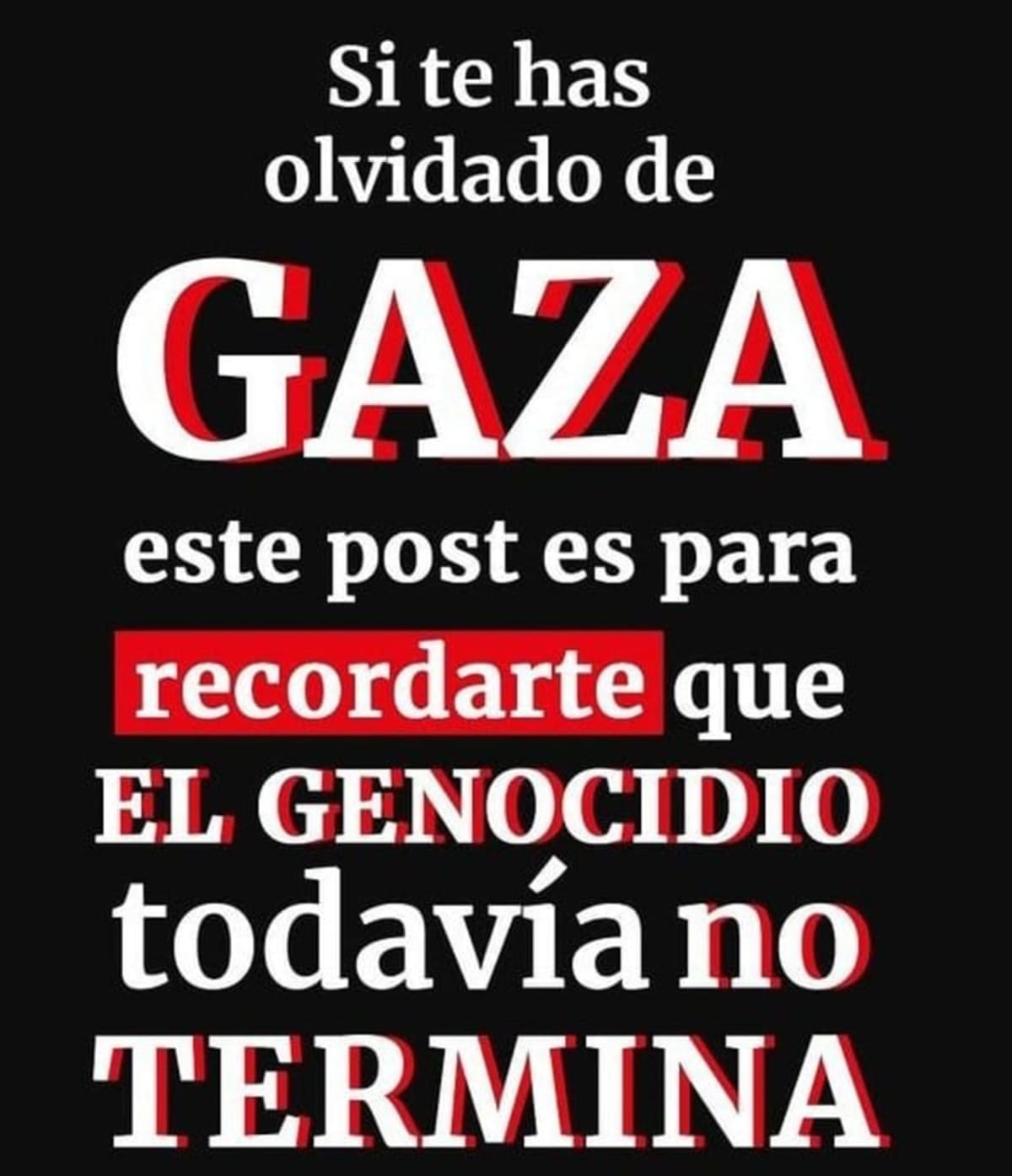 No te olvides de Gaza. Sigue el genocidio