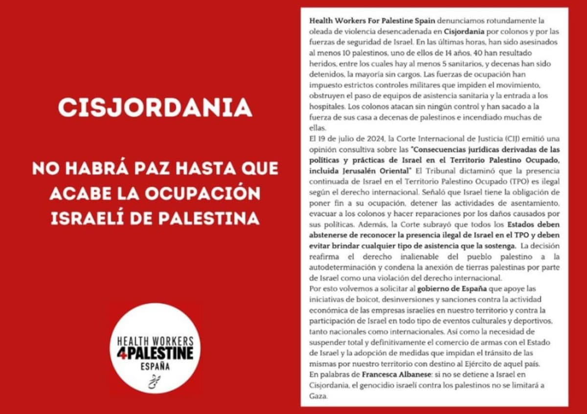 Cisjordania. No habrá paz hasta que Palestina sea libre.