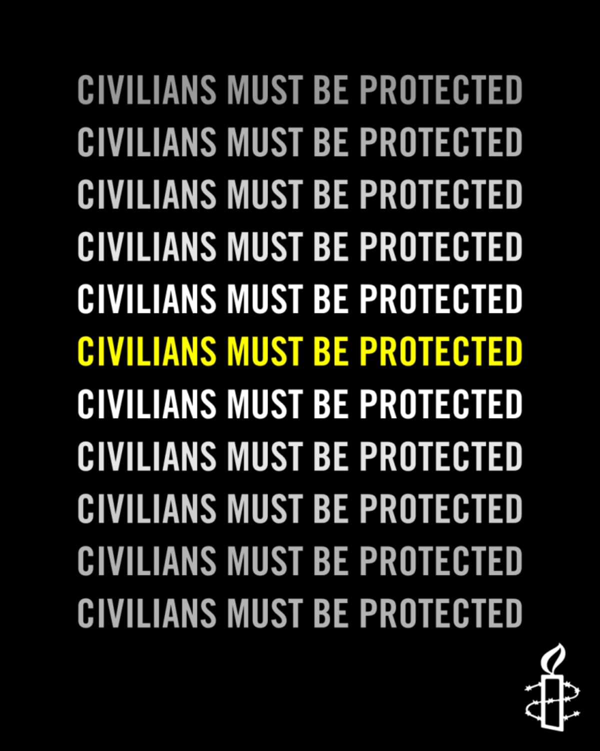 A reminder. Civilians must be protected. International Amnesty ENG