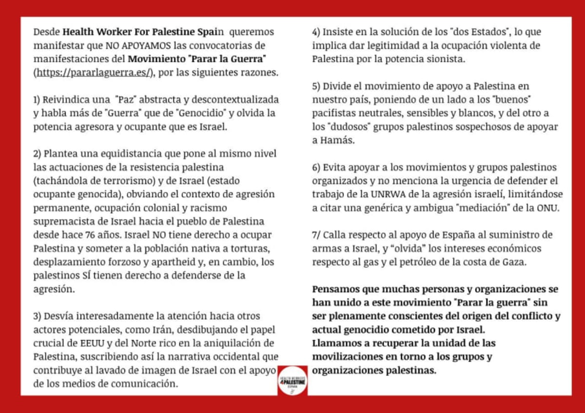 "Parar la guerra" ¿Qué guerra? Es una matanza, un genocidio