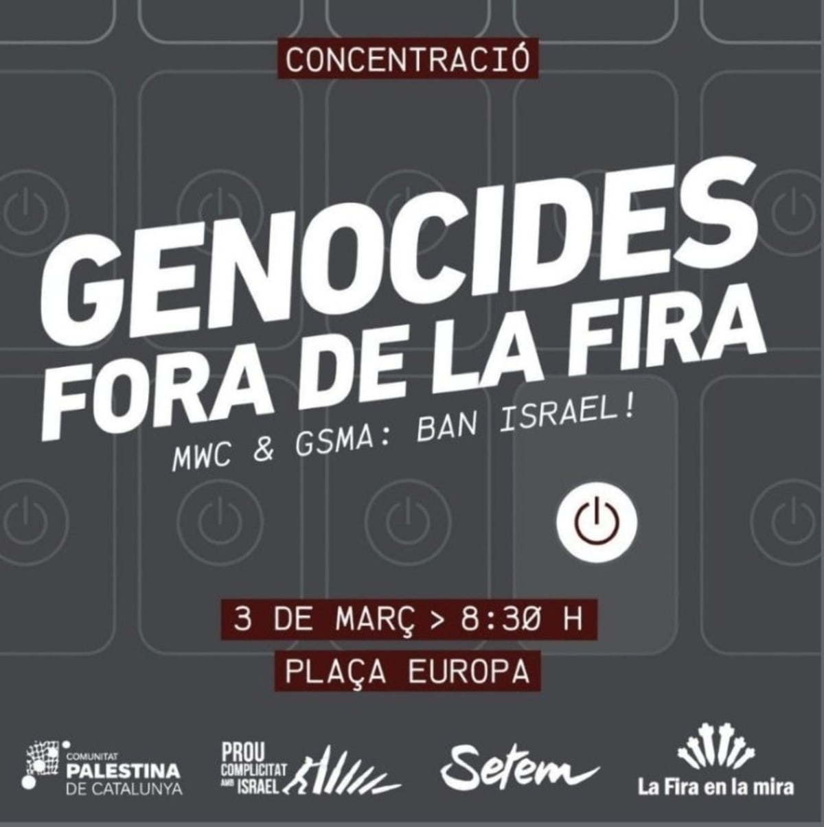 Genocides Fora de la Fira Barcelona. Mobile World Congress MWC