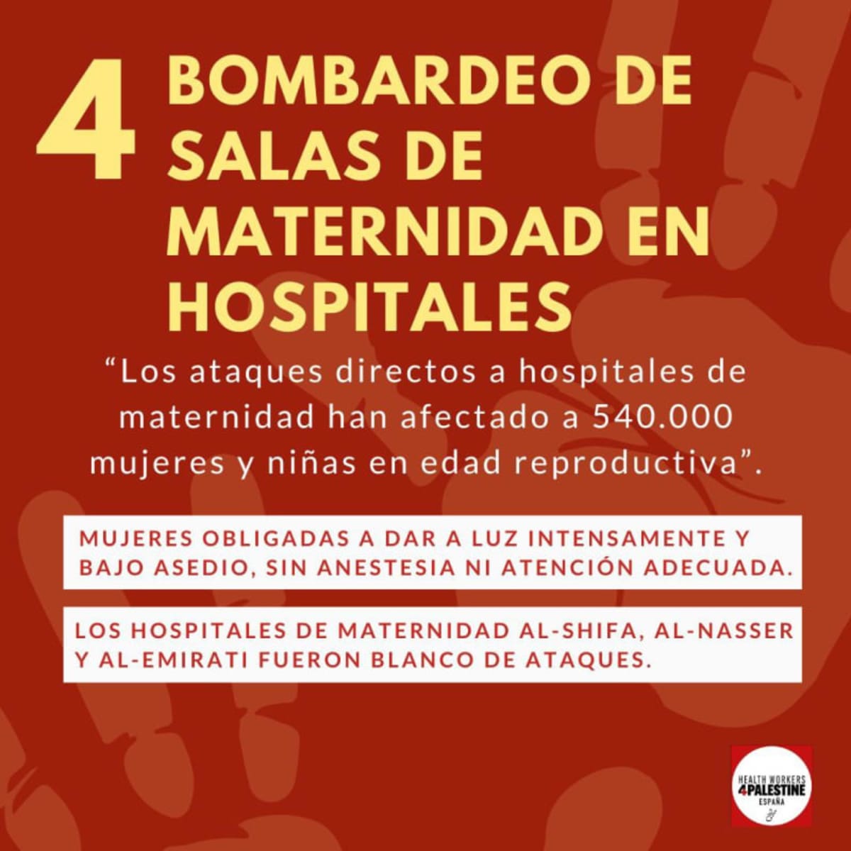 4/9 Bombardeo selectivo de salas de maternidad en hospitales
