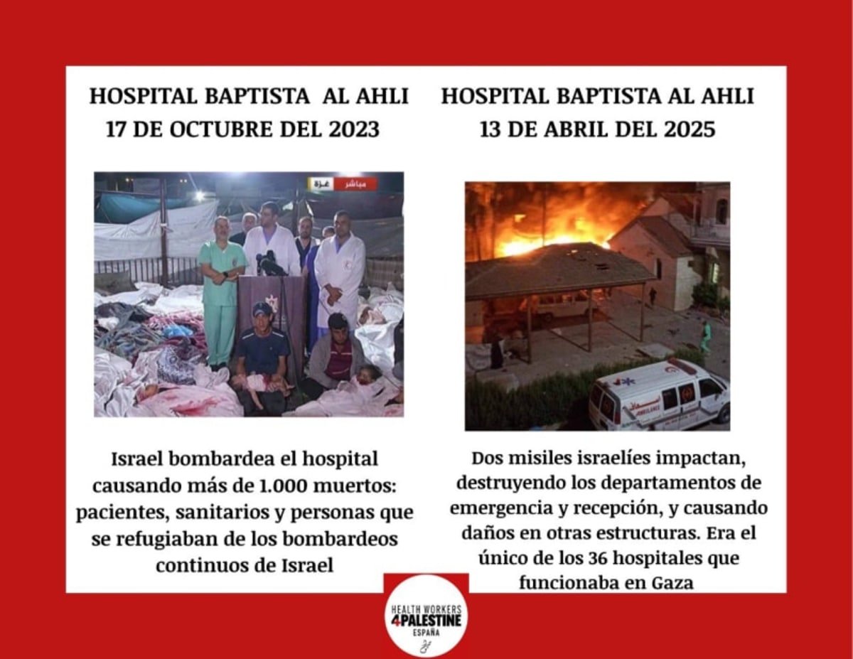 En el comienzo de la Semana Santa...bombas contra un hospital crisitiano. Al-Ahli Baptist Hospital 