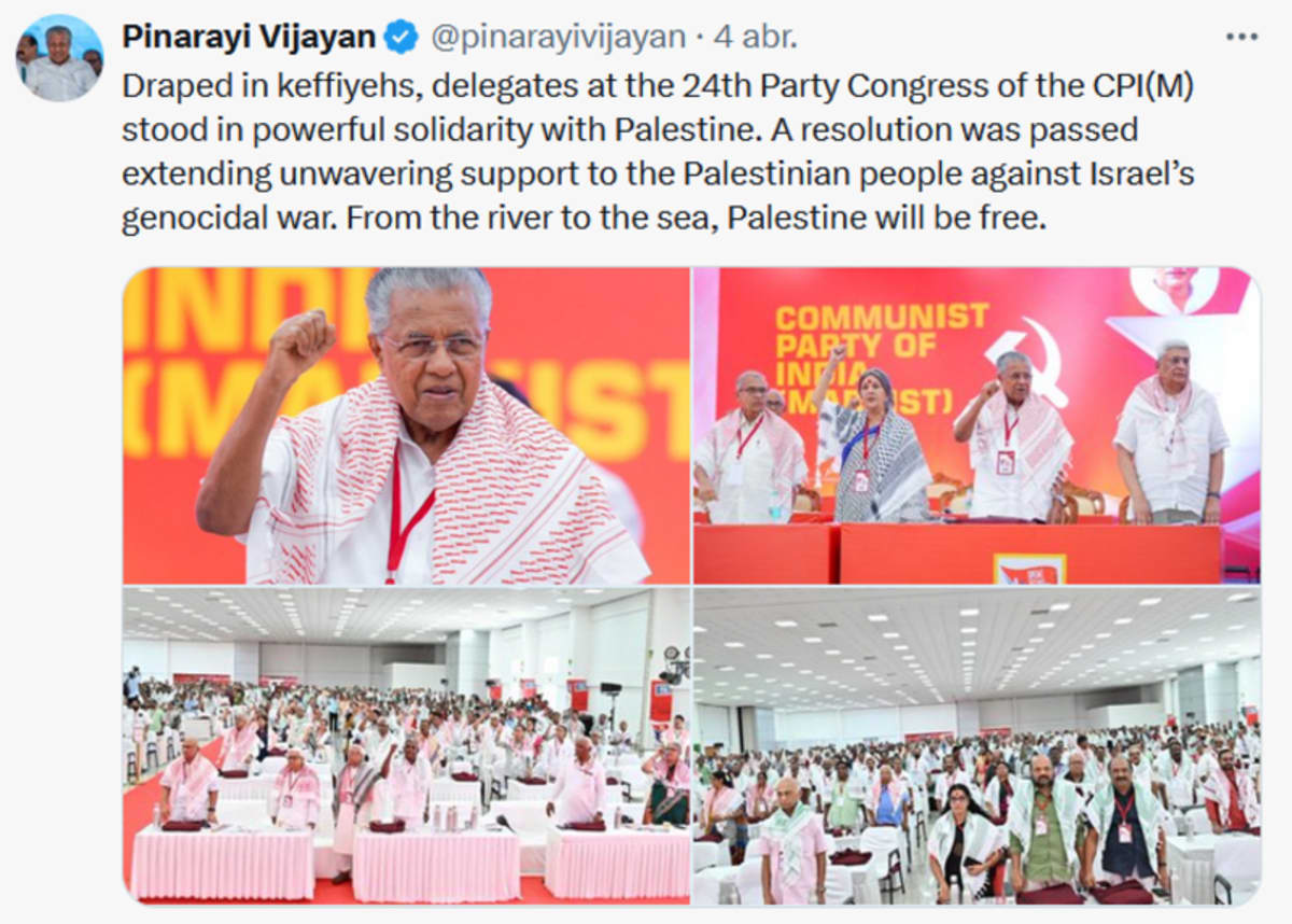 Kerala (India) With Palestine. Partido comunista gobernante (elección democrática) con Palestina.