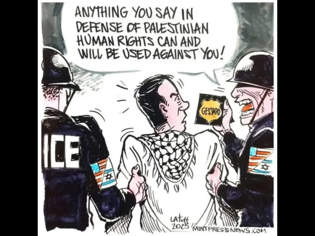 Cualquier cosa que diga en defensa de los derechos humanos palestinos puede ser y será utilizada en su contra