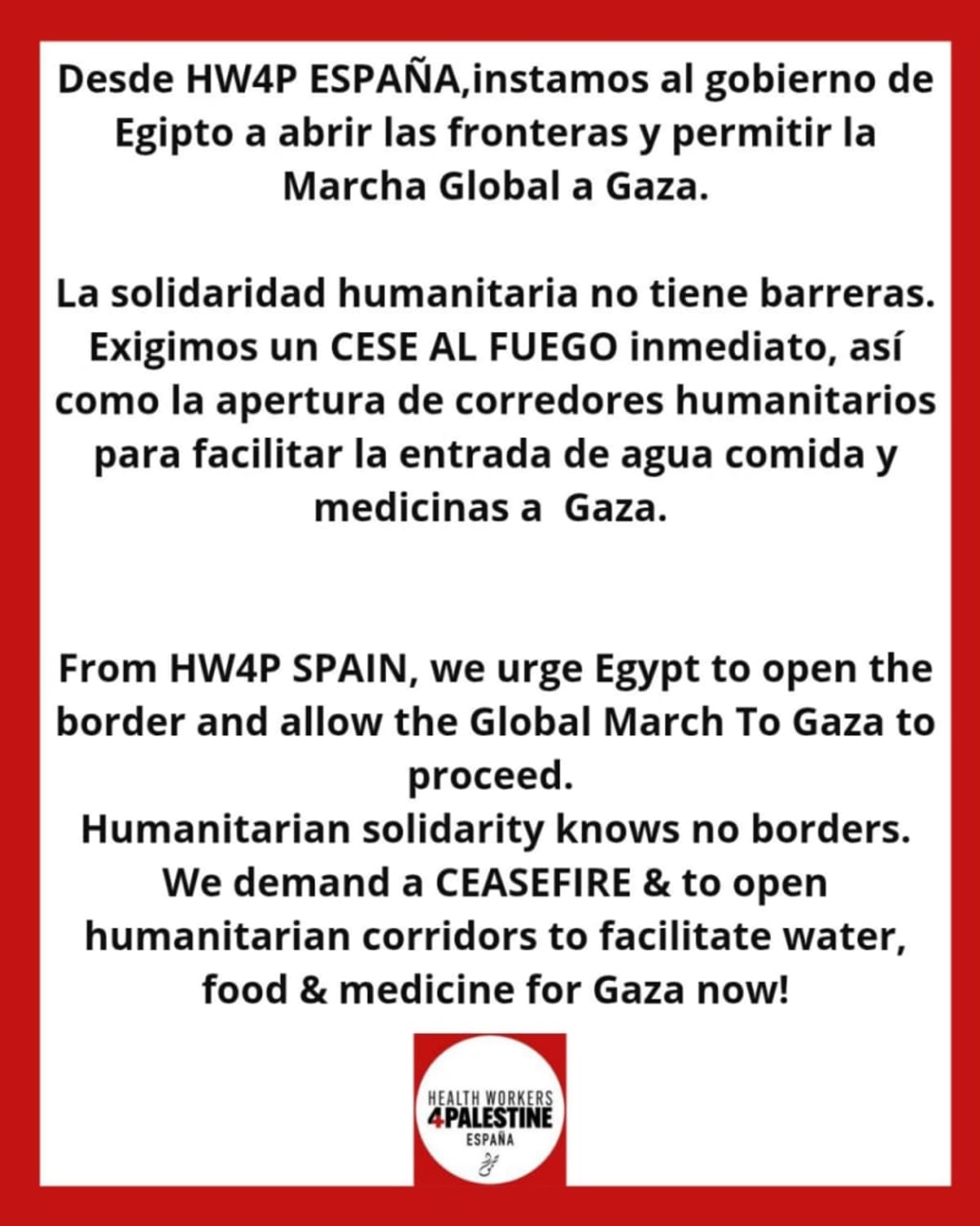 Egipto, tolerancia, al menos, para la Marcha Mundial a Gaza