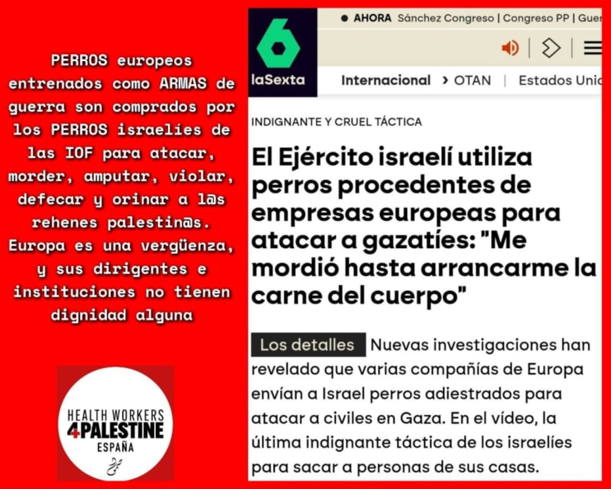 Crueldad sin límites en Gaza. Europa exporta a Israel perros de guerra