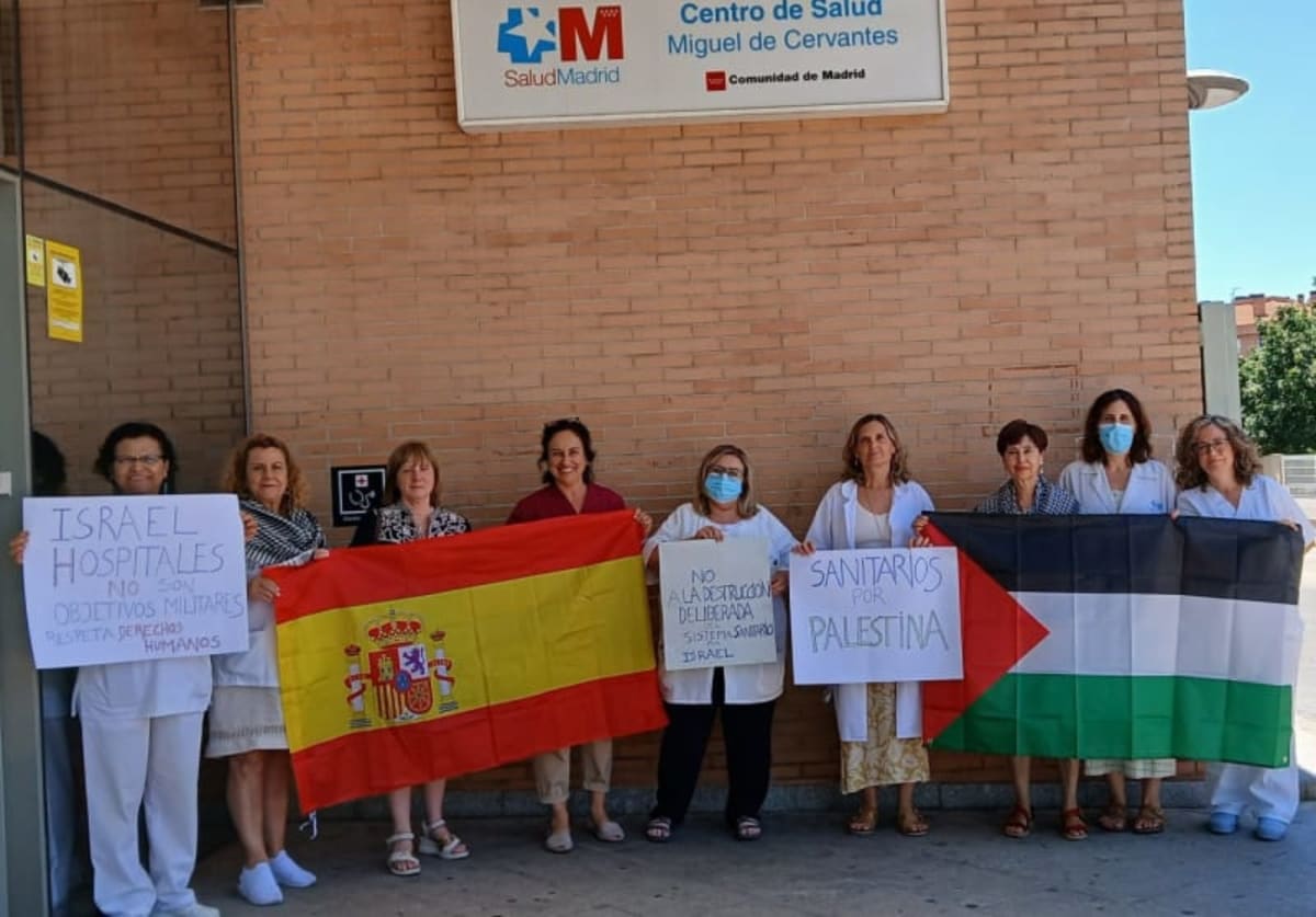 Solidaridad con el pueblo palestino y sus profesionales de sanidad. Alcalá de Henares, Madrid, España