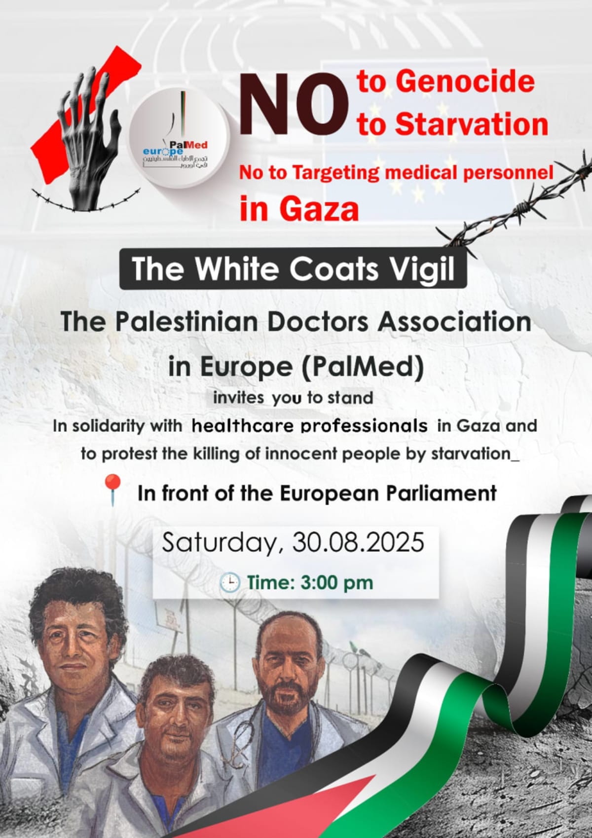 30 August Saturday Brussels The white coats vigil