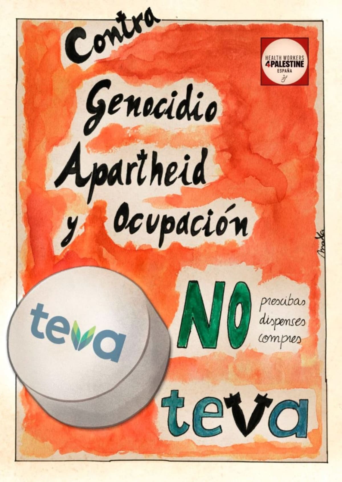 Contra el genocidio, el apartheid y la ocupación, NO a Teva (Teva, Tevagen, Davur, Belmac, Ratiopharm, etc)