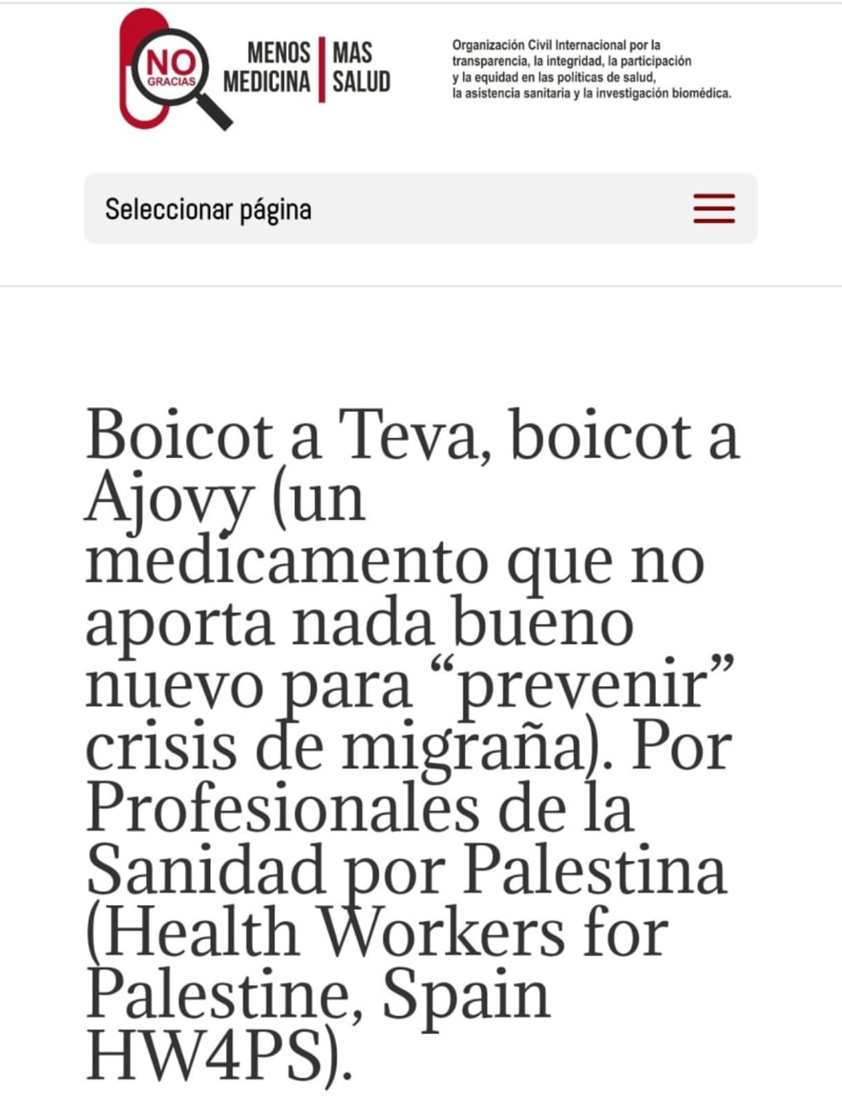 Ajovy, no aporta nada bueno nuevo. Boicot Teva