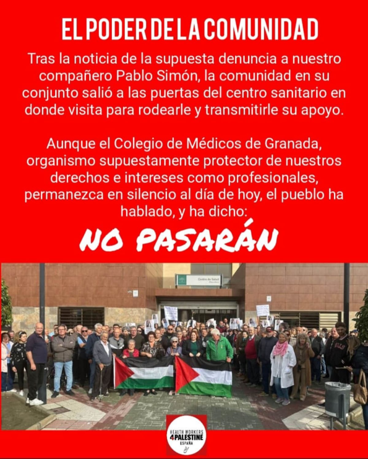 Los pacientes (de Chauchina), con su médico (Pablo Simón, denunciado por los sionistas por cumplir con el Código Deontológico y no prescribir Teva)