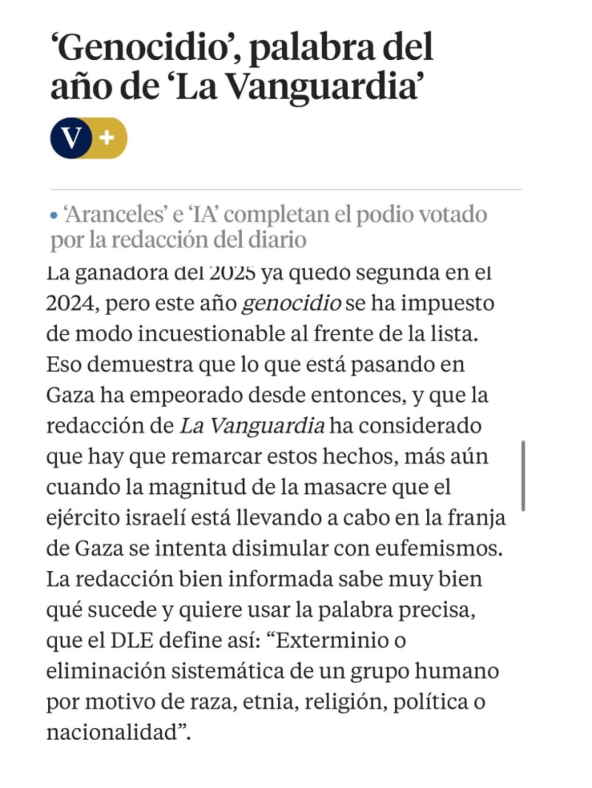 Genocidio, la palabra del año 2025