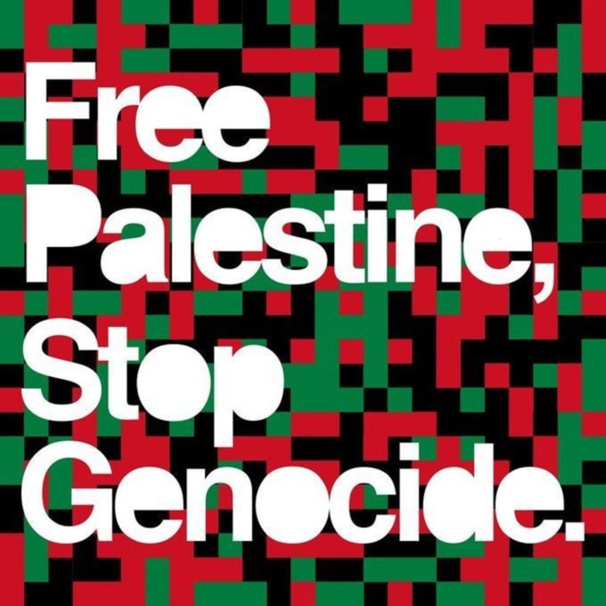 Free Palestine. Stop genocide. Palestina libre. Genocidio no.