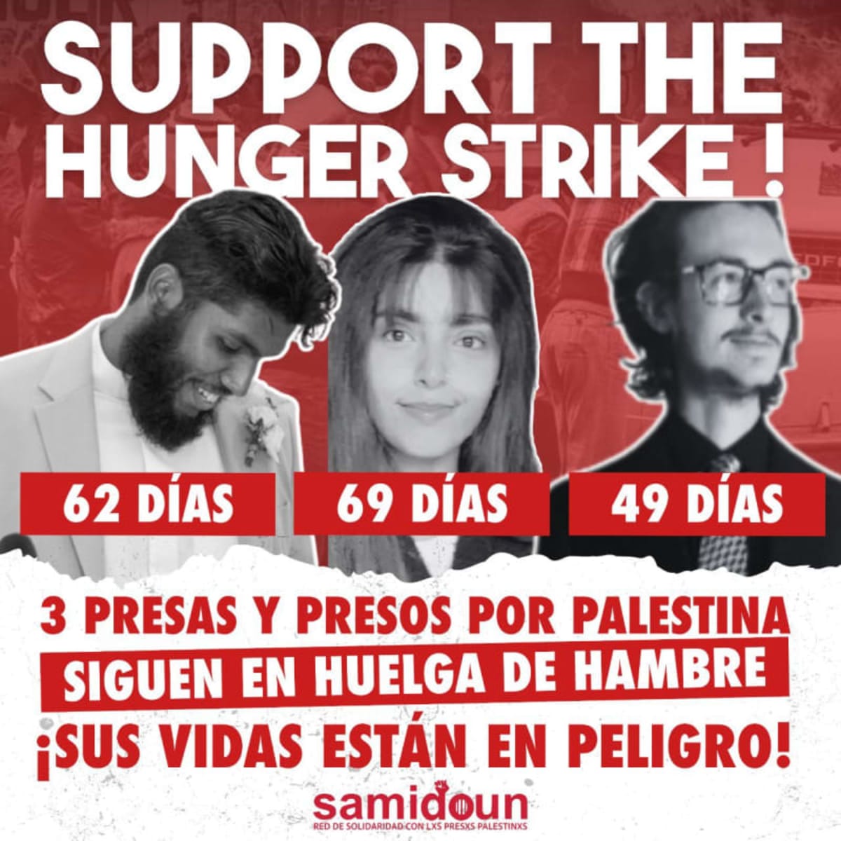 🇵🇸 Solidaridad con los presos y presas de Palestine Action en huelga de hambre y al borde la muerte.