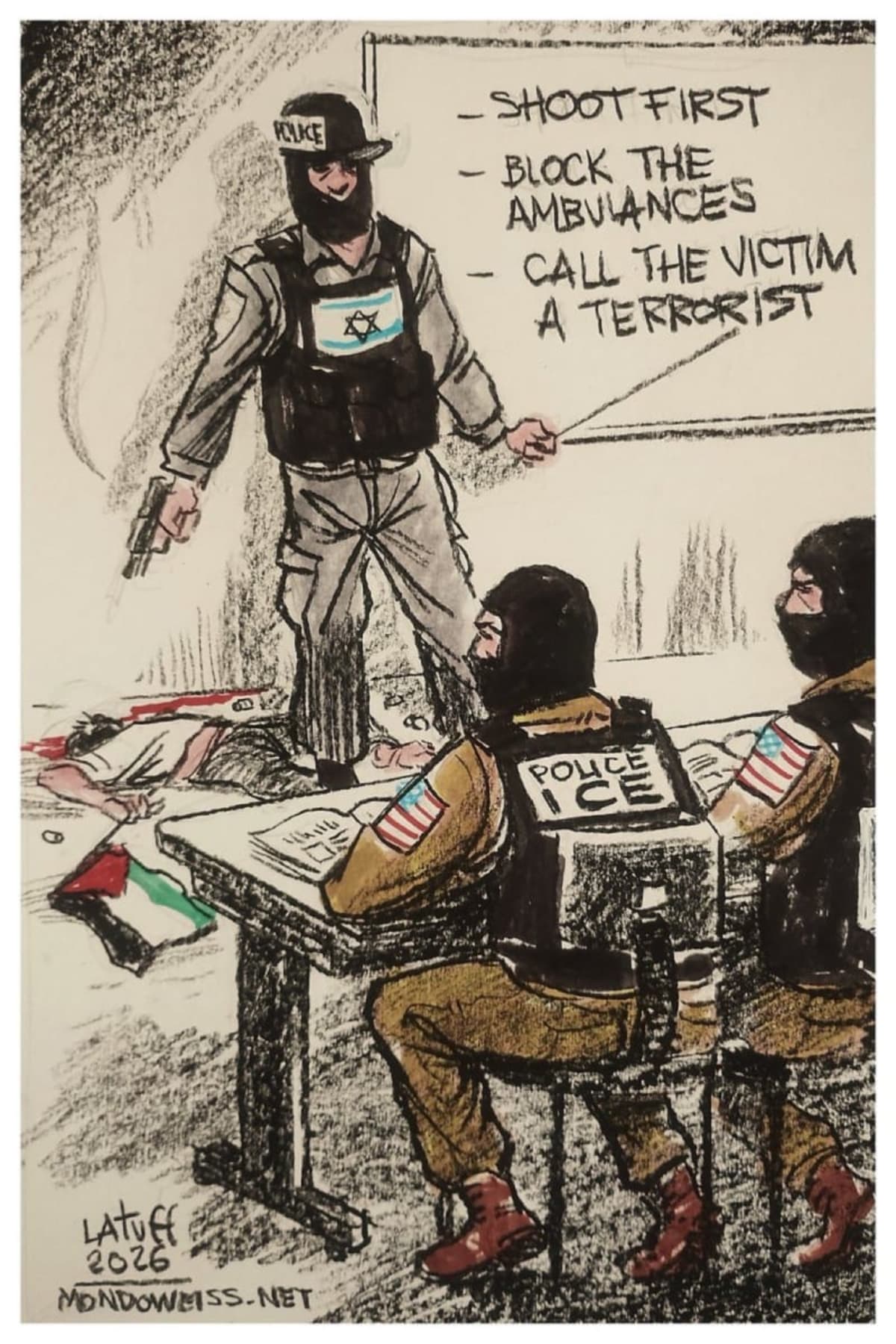 El terrorismo israelí sirve de ejemplo al estadounidense. Por @LatuffCartoons