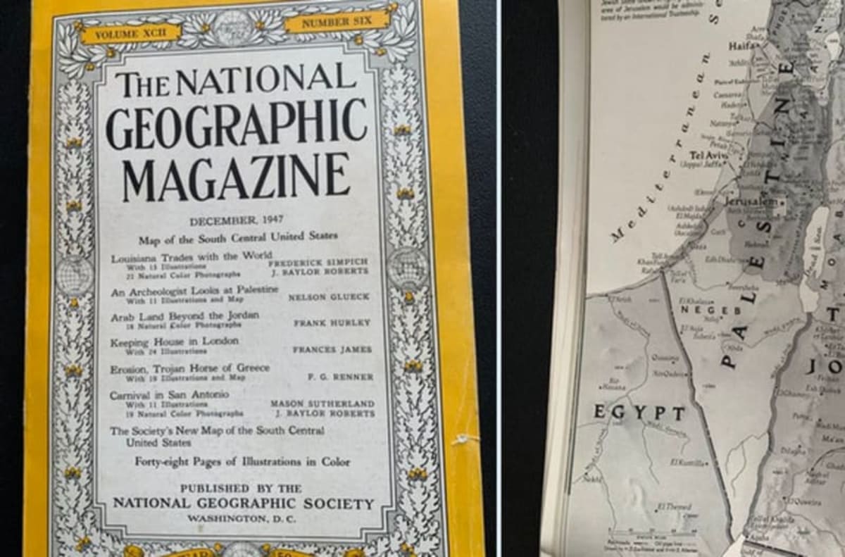 1947. Palestine before "Israel". National Geographic. Palestina antes de "Israel"