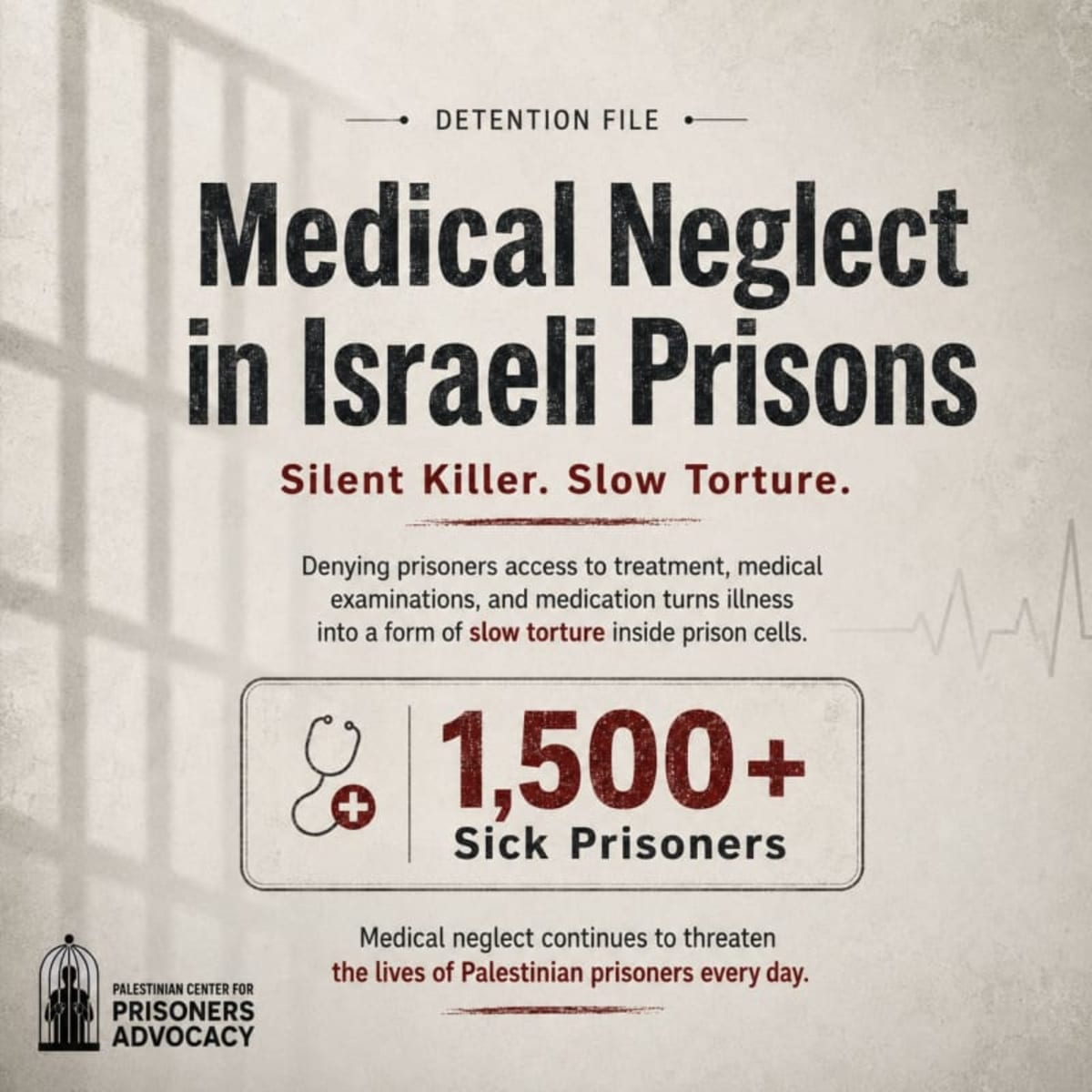 Medical neglet in Israel prisons. Abandono médico en cárceles sionistas.