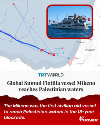 Global Sumud Flotilla.  The Mikeno broke through Israel’s blockade. El Mikeno logró llegar a aguas gazatíes. ENG ESP