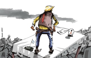 El matón, con la mentalidad del colono (mata a los autóctonos). Naser Jafari Cartoons