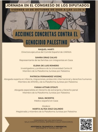 Madrid, 10 octubre, 11,30 h. Acciones concretas por Palestina. Juristas por Palestina.