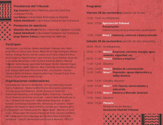 Programa Tribunal de los Pueblos sobre la Complicidad con el Genocidio Palestino en el Estado Español (TPCGP-25)