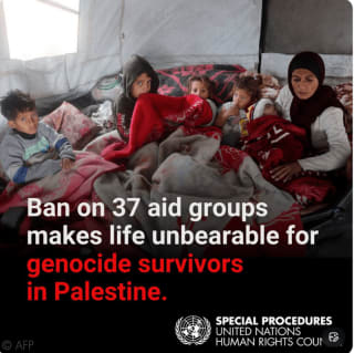 Ban on 37 aid groups makes life unbearable for genocide survivors in Palestine. La prohibición de 37 grupos de ayuda humanitaria hace insoportable la vida de los supervivientes del genocidio en Palestina, ENG