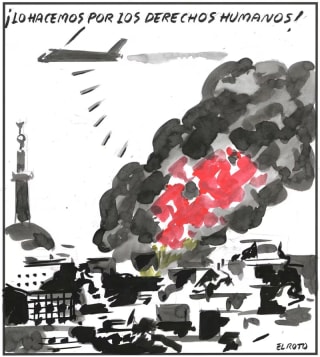 El Roto. "Promocionan" los derechos humanos a bombazos