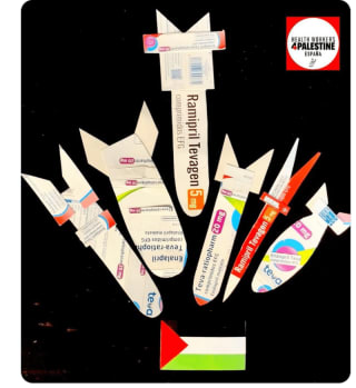 Teva, #nogracias Boicot a Teva. Sus medicamentos están manchados de sangre palestina. Hay alternativas "limpias".