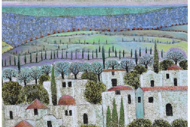 "Ein Karem" (2024) Nabil Anani. Pintura sobre papel de algodón.