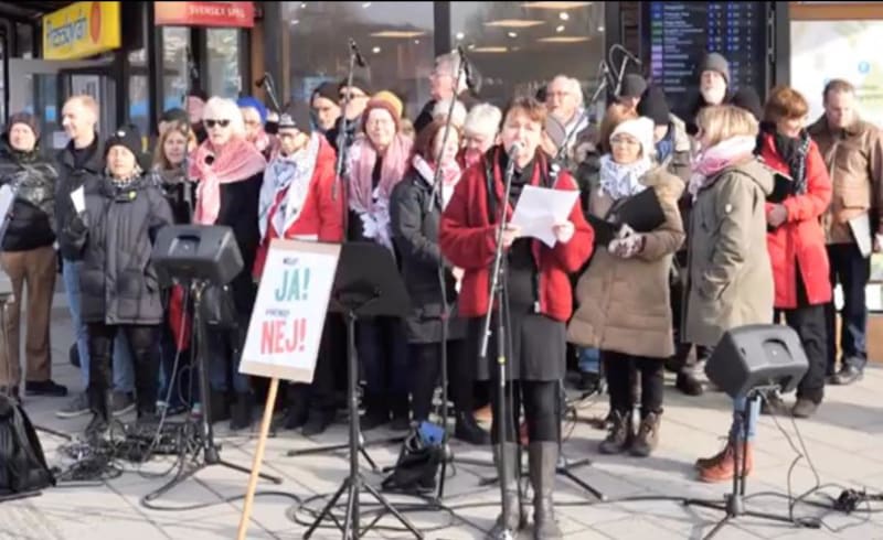 Gemensamt torgmöte i Göteborg inför Nakbadagen maj 2025.