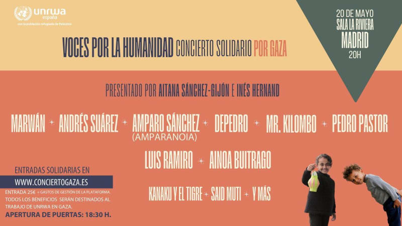 20 de mayo. Madrid. Sala La Riviera. Concierto solidario con Gaza
