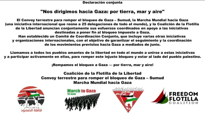 "Nos dirigimos a Gaza: por tierra, mar y aire"