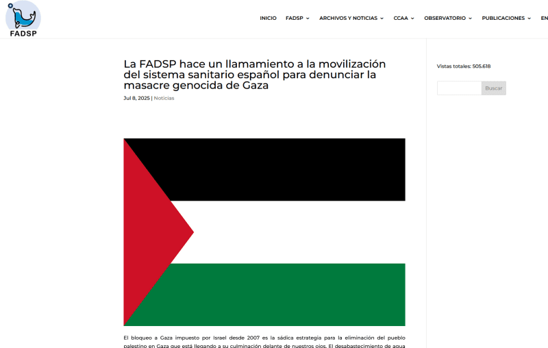Movilización del sistema sanitario español para denunciar la masacre genocida de Gaza