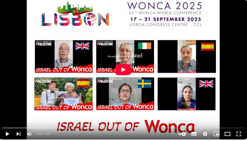 3 min video. Israel out of WONCA. Israel fuera de la WONCA. ENG ESP