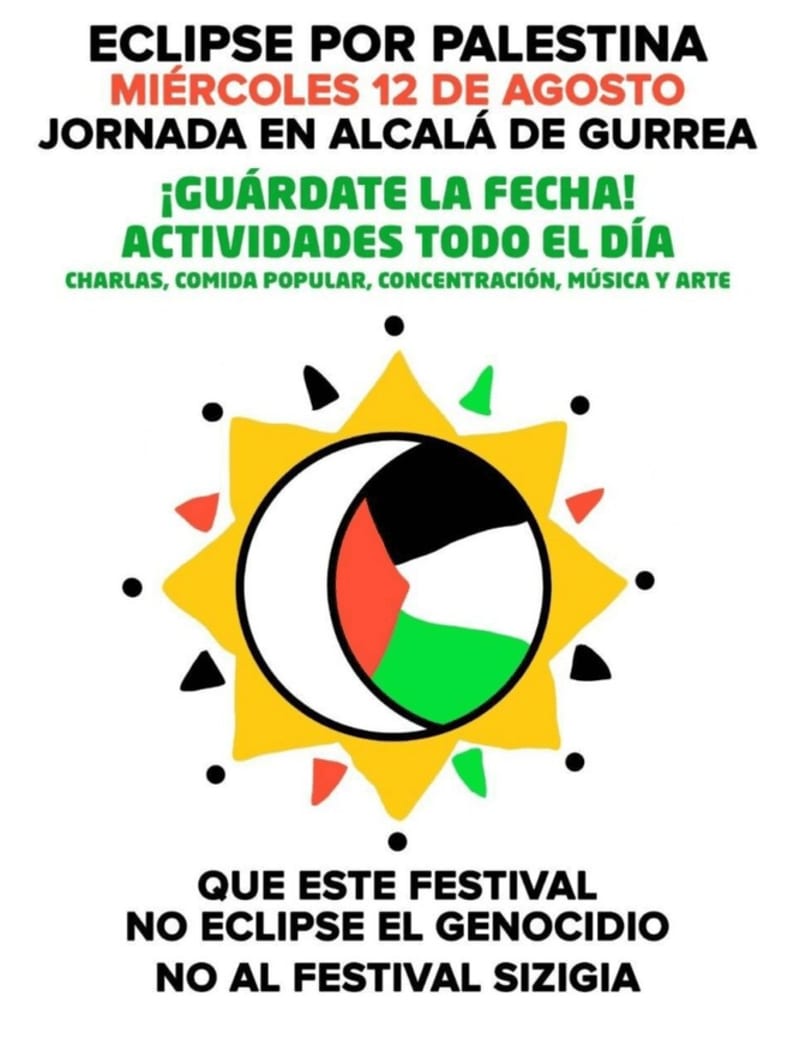 12 agosto. Alcalá de Gurrea (Huesca). Actividades todo el día. Que no haya eclipse que oculte Palestina
