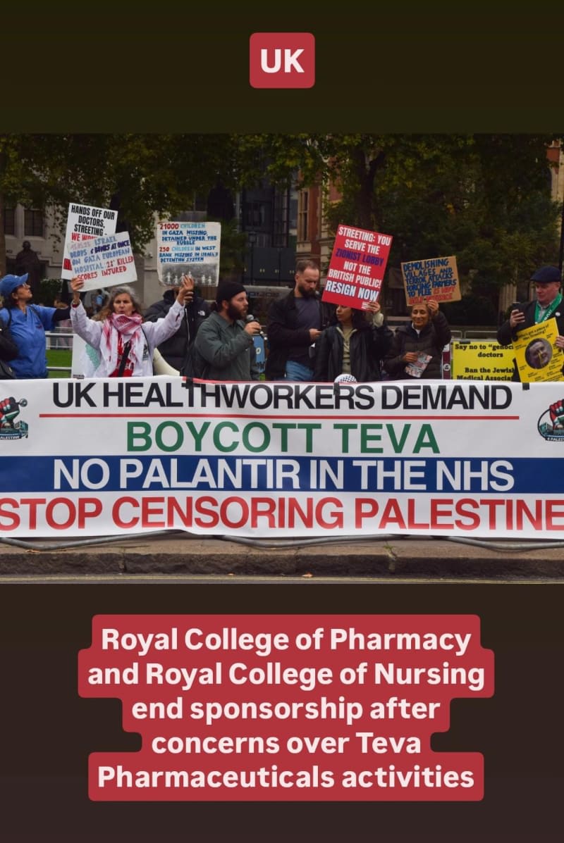 UK. Royal College of Pharmacy and Royal College of Nursing end Teva sponsorship. Reino Unido. El Real Colegio de Farmacia y el Real Colegio de Enfermería ponen fin al patrocinio de Teva