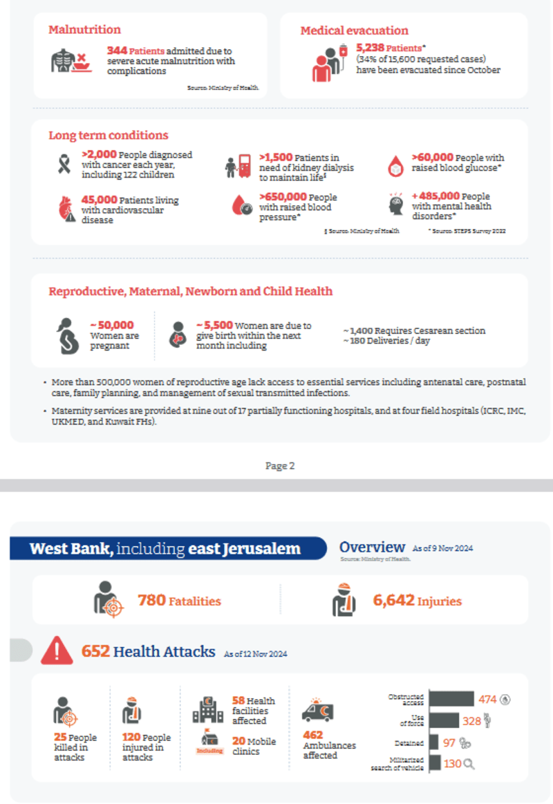 Informe de la Organización Mundial sobre Gaza. Update (7 Oct 2023 - 13 Nov 2024) 