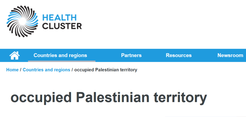Salud en Palestina. Información actualizada diariamente. Health clusters. WHO. ESP/ENG