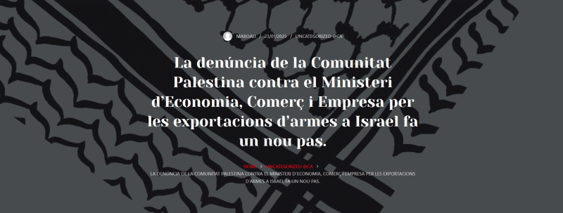 Denúncia les exportacions d’armes a Israel. Avanza la denuncia por las exportaciones de armas a Israel. CAT/ESP/ENG