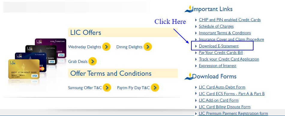 LIC Credit Card Generate Statement