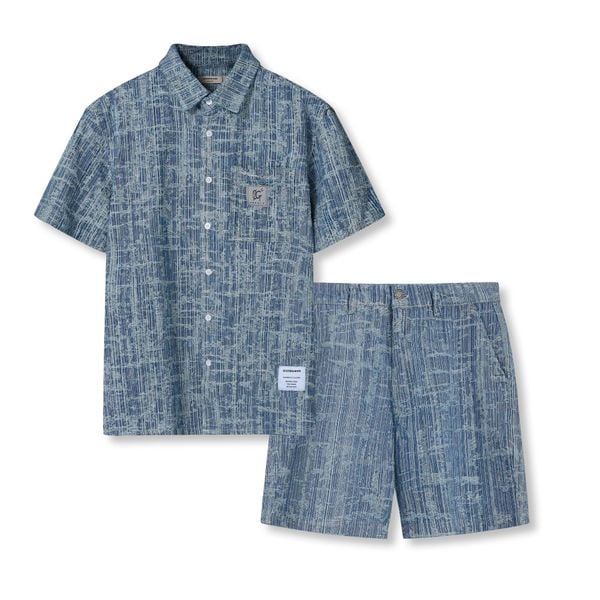Set Đồ Ngắn Jacquard Jean Nam Form Regular