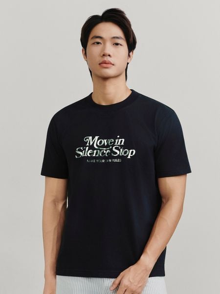Áo Thun Nam Cotton Tay Ngắn In Silence Form Regular