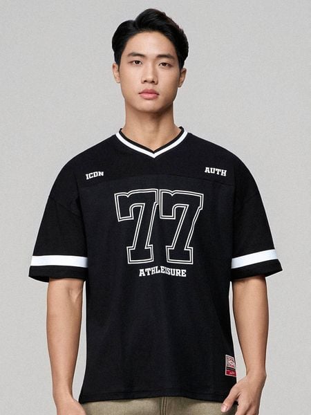 Áo Thun Nam Họa Tiết In Phối Cổ Tim Superior Form Oversize
