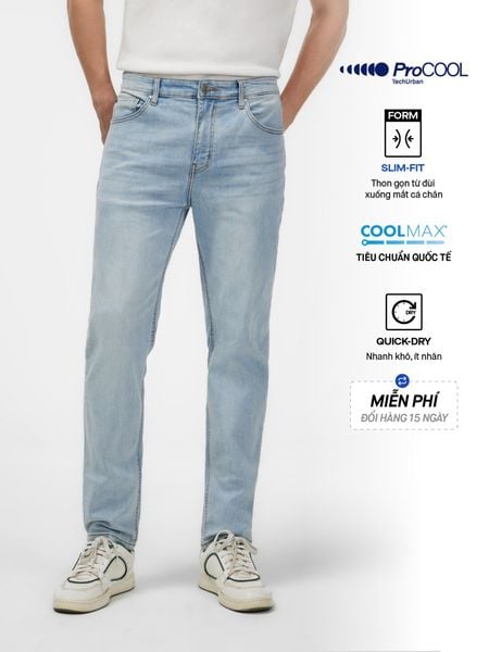 Quần Jeans Nam Siêu Mát Ống Ôm ProCOOL Light Blue Form Slim Fit