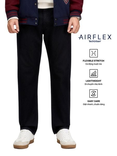 Quần Jeans Nam Airflex Siêu Gọn Nhẹ Black Form Regular