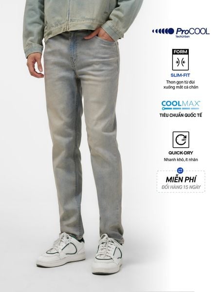 Quần Jeans Nam Siêu Mát Ống Ôm ProCOOL Sand Blue Form Slim Fit
