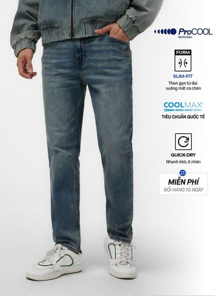 Quần Jeans Nam Siêu Mát Ống Ôm ProCOOL Blue Form Slim Fit