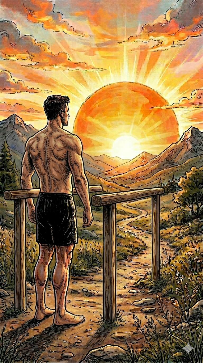 Calistenia - hombre de espaldas frente al sol